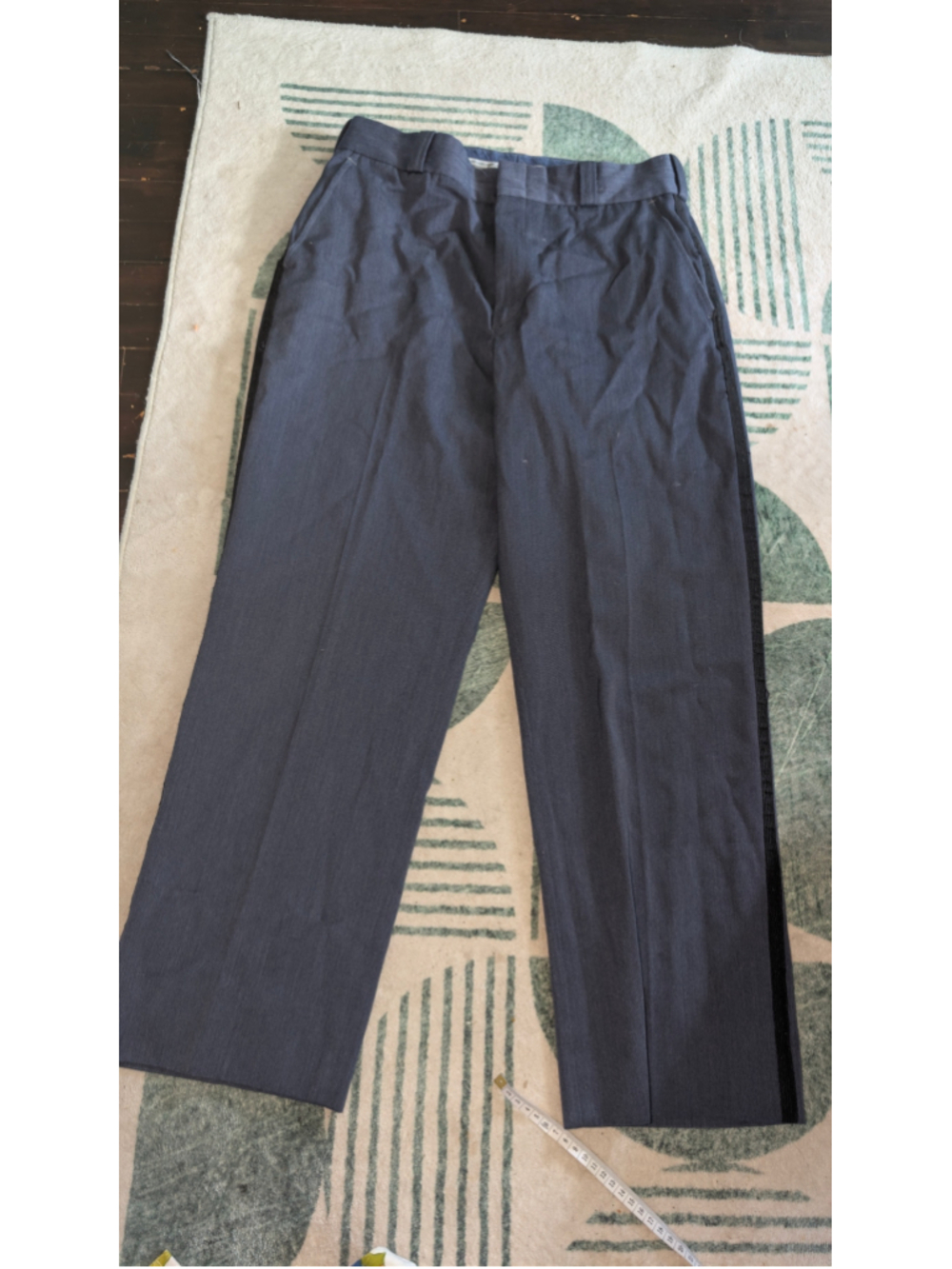 Men's Flying Cross Dress Pants Waist 34 Blue with Black Stripe